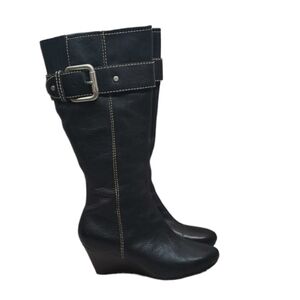 Fossil Womens Leather Comfort Tall Wedge Boots shoes sz 6.5